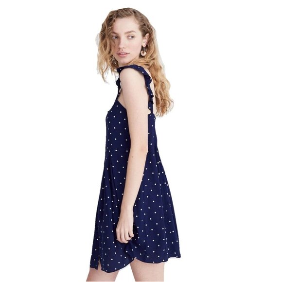 Madewell Dresses & Skirts - Madewell Ruffle Strap Button Front Dress Polka Dot Sz 8 Smocked Back